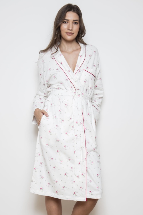 Dittsy Bouquet 100% Brushback Cotton Shawl Collar Robe